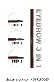 Eyebrow makeup, 3 step brush.