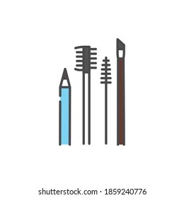 Eyebrow Makeup Tools color line icon. Pictogram for web page, mobile app, promo. UI/UX/GUI design element. Editable stroke.
