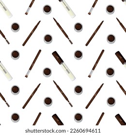 Eyebrow makeup vector seamless pattern  Isolated white background