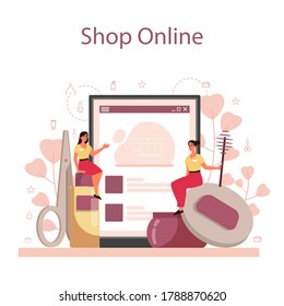 Eyebrow master and designer online service or platform. Master making perfect brow. Idea of beauty and fashion. Online shop. Vector illustration