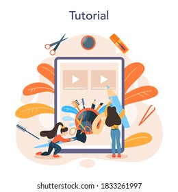 Eyebrow master and designer online service or platform. Master making perfect brow. Idea of beauty and fashion. Online tutorial. Flat vector illustration