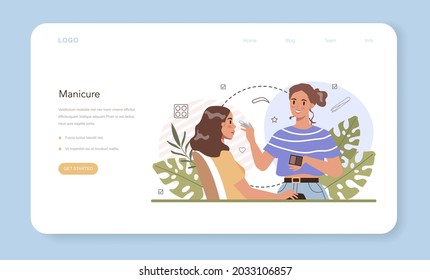 Eyebrow master web banner or landing page. Master making perfect eyebrows. Eyebrow shaping or correction specialist. Beauty routine concept. Flat vector illustration