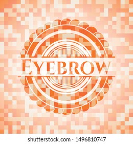 Eyebrow orange tile background illustration. Square geometric mosaic seamless pattern with emblem inside.