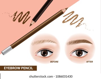 Eyebrow Pencil Before And After Vector Illustration