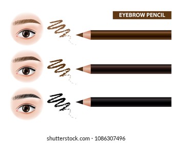 Eyebrow Pencil Before And After Vector Illustration