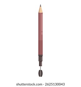 Eyebrow pencil with brush standing on white background, beauty product illustration