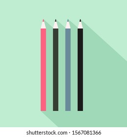 Eyebrow Pencil Cosmetic Design Element Flat Linear Colored on Tosca Background with Long Shadow Vector Illustration