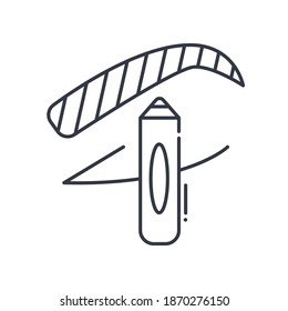 Eyebrow pencil icon, linear isolated illustration, thin line vector, web design sign, outline concept symbol with editable stroke on white background.