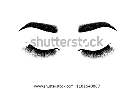 eyebrow perfectly shaped. permanent make-up and tattooing. Cosmetic for eyebrows. Eyelash extension. A beautiful make-up. Thick fuzzy cilia. Mascara for volume and length.