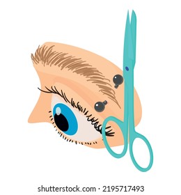 Eyebrow Piercing Icon Isometric Vector. Open Human Eye And Eyebrow With Piercing. Surgery, Body Modification, Youth Culture