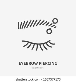 Eyebrow Piercing Line Icon, Vector Pictogram Of Face Jewelry. Piercing Studio Logo, Linear Illustration.