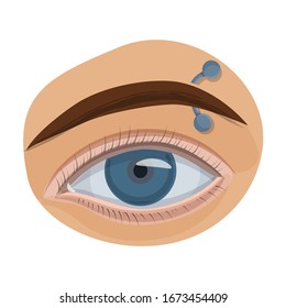 Eyebrow der piercenden Vektorillustration Symbol.Cartoon Vektorillustration Symbol einzeln auf weißem Hintergrund Augenbrauen des Piercings.