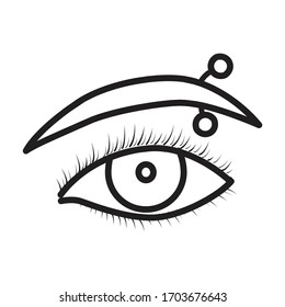 Eyebrow of piercing vector icon.Outline vector icon isolated on white background eyebrow of piercing .