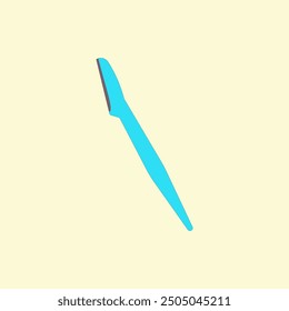 Eyebrow razor vector illustration. Trimming knife on yellow background