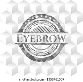 Eyebrow realistic grey emblem with cube white background