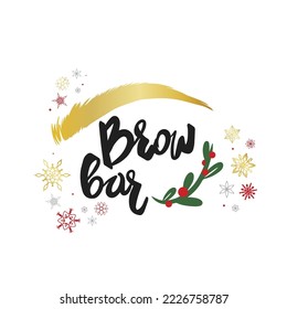 Eyebrow ridge, creative logo in festive motifs with gold decorations for a business card