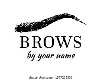 Eyebrow shape vector logo, female brow drawing for beauty studio, design isolated on white background