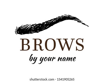 Eyebrow shape vector logo, female brow drawing for beauty studio, design isolated on white background