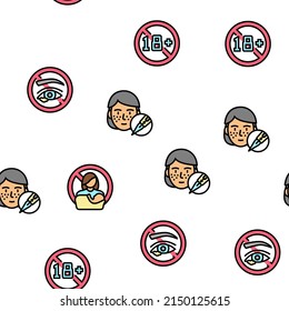 Eyebrow Tattoo Beauty Procedure Vector Seamless Pattern Thin Line Illustration