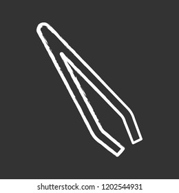Eyebrow tweezers chalk icon. Cosmetic tweezers. Hair removal tool. Isolated vector chalkboard illustration