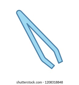 Eyebrow tweezers color icon. Cosmetic tweezers. Hair removal tool. Isolated vector illustration