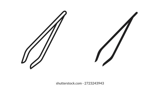 Contorno do ícone da pinça da sobrancelha e sinal vetorial sólido, pictogramas lineares