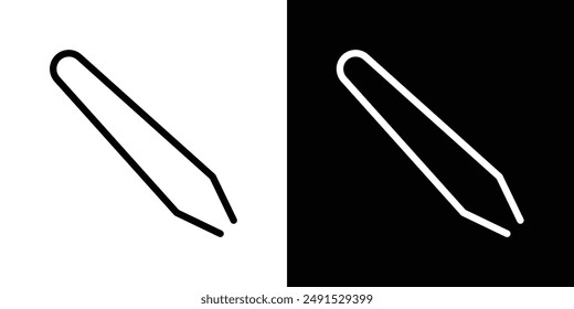 Eyebrow tweezers outlined icon set in black and white colors