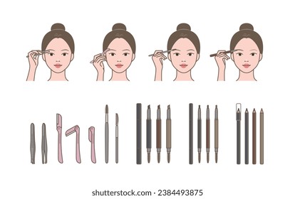 Eyebrow(brow)-Tutorial und -Tools zum Ticken, Formen, Erstellen von Make-up-Tutorials