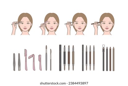 Eyebrow(brow) tiding, shaping, drawing makeup(makeover) tutorial and tools