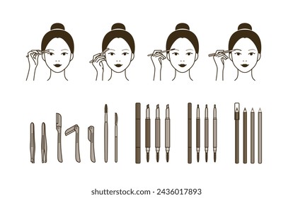 Eyebrow(brow) tiding, shaping, drawing makeup(makeover) tutorial and tools