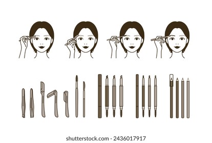 Eyebrow(brow) tiding, shaping, drawing makeup(makeover) tutorial and tools