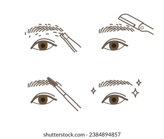 Eyebrow(brow) tidying with pincer, tweezer, shaver, trimmer icon