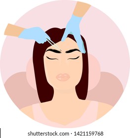 Eyebrows cosmetic Procedures: implantation, Laminating,Extension, Shaping. Flat vector illustration