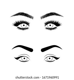 Eyebrows and eyelashes illustration for beauty salon