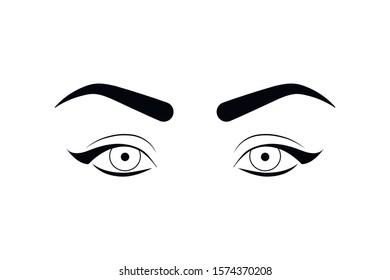 Eyebrows and eyelashes vector logo for beauty studio