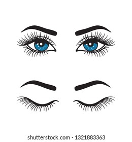 Eyebrows with eyes logo set. Vector.