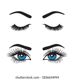 Eyebrows with eyes logo set. Vector.