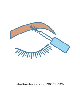 Eyebrows mascara color icon. Brows makeup. Eyebrows tinting. Brows shaping by dyeing. Isolated vector illustration