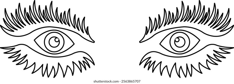 Eyebrows shaping icons in line. different style male and female vector for apps or website black eyebrow linear isolated on transparent background Unkept shaggy and bushy eyelash