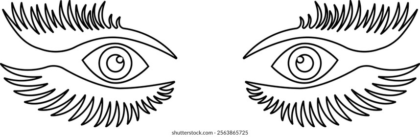 Eyebrows shaping icons in line. different style male and female vector for apps or website black eyebrow linear isolated on transparent background Unkept shaggy and bushy eyelash