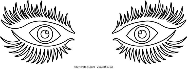 Eyebrows shaping icons in line. different style male and female vector for apps or website black eyebrow linear isolated on transparent background Unkept shaggy and bushy eyelash