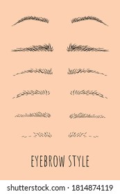 Eyebrows style hand drawing vector
eyebrow shapes illustration
various types of eyebrows