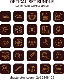 Thema Augenpflege: Eine Sammlung von stilvollen und anpassbaren Symbolen für optisches Design und visuelle Klarheit fördernde Augen