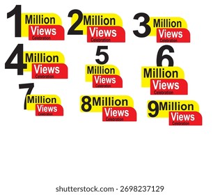 Eye-catching 1M to 10M views illustration, perfect for banners and thumbnails