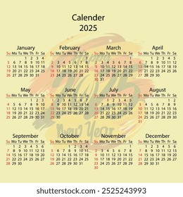 Eye-Catching 2025 Calendar Vector Design – Isolated for Versatile Use