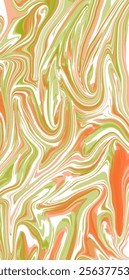 An eye-catching abstract design with soft orange and green swirls blending seamlessly to create a lively and harmonious flow.