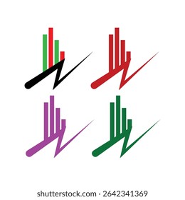 Eye-catching abstract graphics depicting colorful bar charts combined with unique zigzag elements,