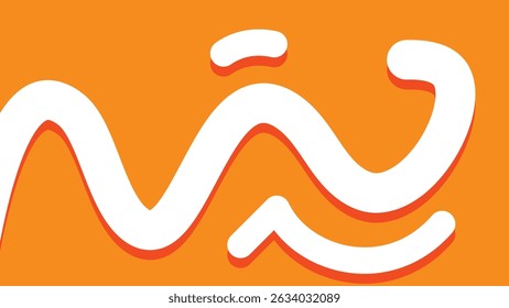 Eye-catching abstract visual with thick white doodle strokes and shadows on vibrant orange. Ideal for creative media and branding work.