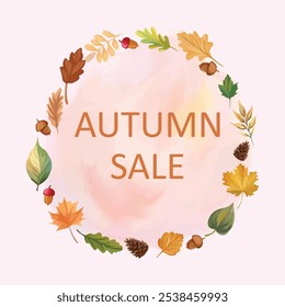 Eye-catching autumn sale composition featuring vibrant colorful leaves. Perfect for promotional materials, seasonal advertising, and enhancing your marketing campaigns!