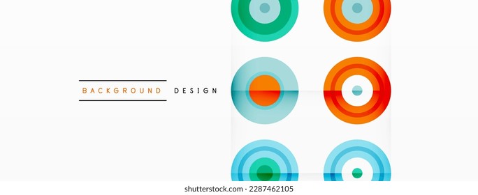 Eye-catching background of colorful circles of equal size arranged in abstract pattern. Circle boasts unique tone or hue, creating rainbow effect. Design has upbeat, contemporary feel